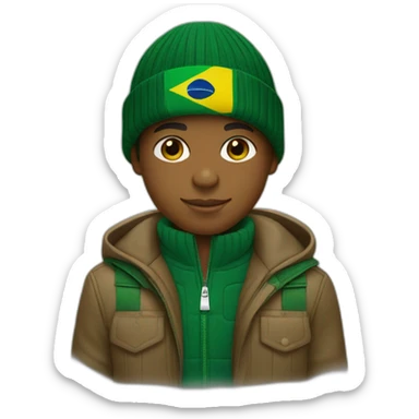 Black boy using lacoste beanie with brazil flag sticker