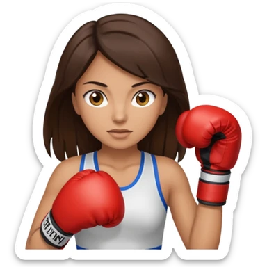 An woman with long dark brown hair light brown eyes in boxing gloves sticker