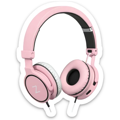 Pastel pink headphones with metallic rose gold frame and leather ear cups sticker