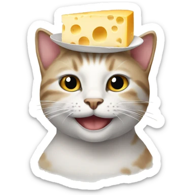 Cat with a cheese as a hat 2.0 sticker