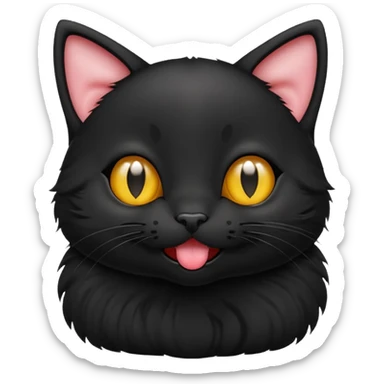 black kitten with a lolling tongue and rolling eyes sticker