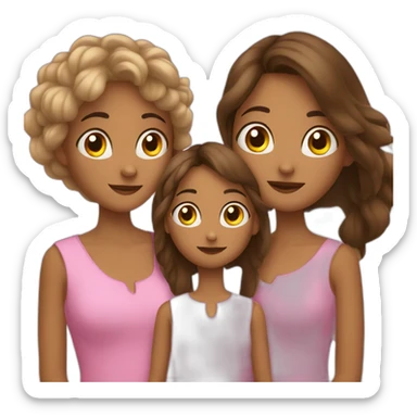 madre y dos hijas pelo largo ojos oscuros sticker