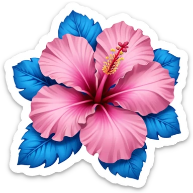 Pink and blue hibiscus  sticker