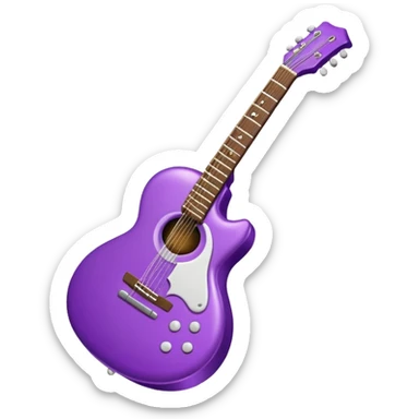 a purple Christmas ornament with a guitar sticker