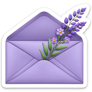 Lavender envelope with flowers inside  sticker