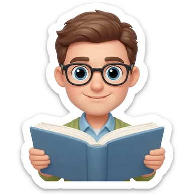 Nerd emoji reading book sticker