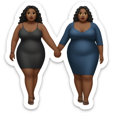 two plus size women holding hands, beautiful, aesthetic  sticker