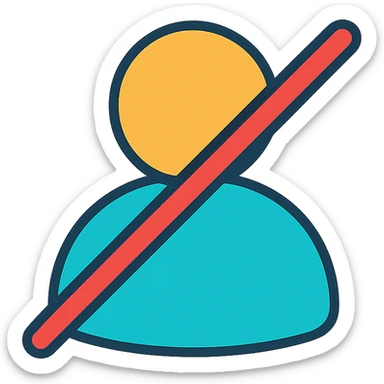 simple silhouette with a slash representing nobody, color outline style sticker