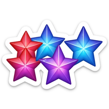 Sparkling shimmery red purple blue stars sticker