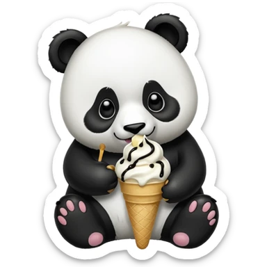 Panda eating ice cream sticker