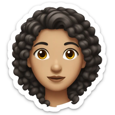 Greek woman with black curly hair and brown eyes sticker