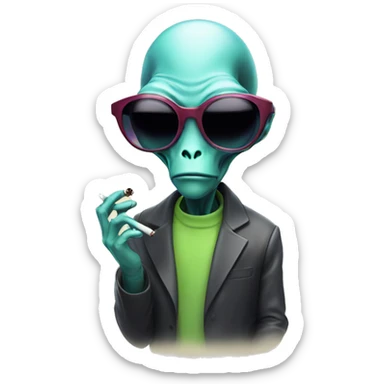 Smoking alien with sunglasses  sticker