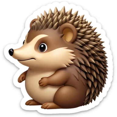 Cinematic Noble Hedgehog Portrait Emoji, Poised and regal, with a compact, spiky build and a rich, earthy Fur of brown spines and a soft underbelly, deep-set soulful beady eyes, Simplified yet sharp and sophisticated features, highly detailed, glowing with a warm, dignified glow, high shine, intelligent and endearing, stylized with an air of woodland charm, focused and attentive, soft glowing outline, capturing the essence of a watchful and confident little hedgehog, so majestic it feels as though it could scurry out of the screen with effortless authority! sticker