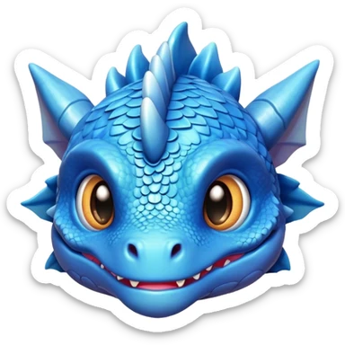 cute blue baby dragon head  sticker