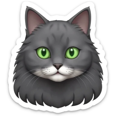 completely solid dark grey cat with green eyes and white paws sticker