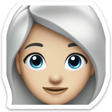 smiling girl with black hair blue eyes sticker