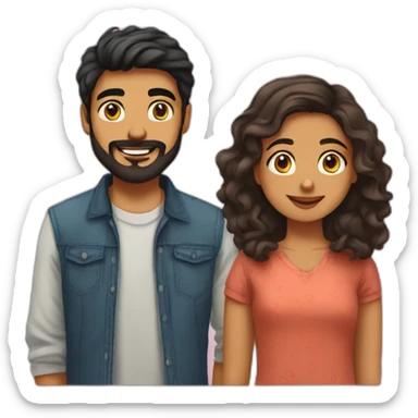 indian gujarati 21 year old brother with a beard and teenager sister with wavy hair sticker