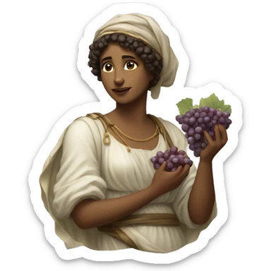 Sappho holds a bunch of grapes in her hand sticker