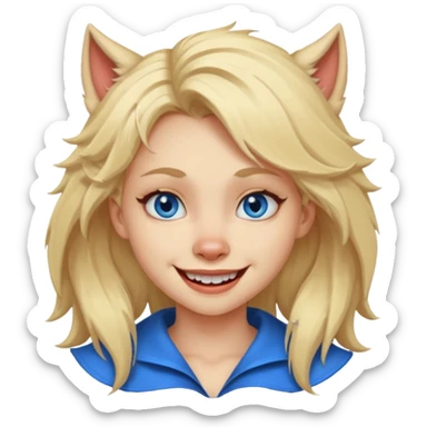 Werewolf blode girl with a smile sticker