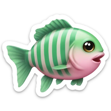 Baby fish wearing pink and green stripe sweater sticker