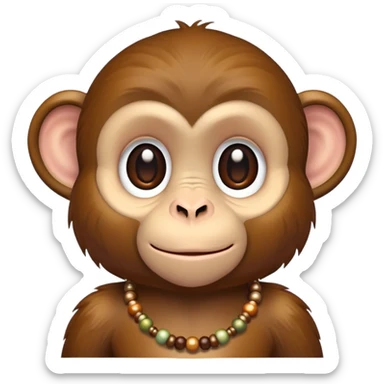 Cute monkey with beads sticker