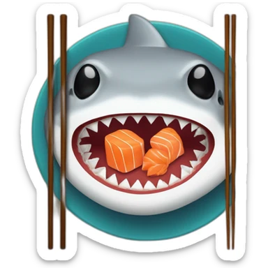 shark-eating-sushi-plate-chopsticks sticker