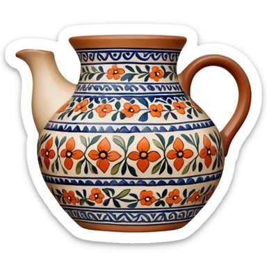 Cinematic Realistic image of a piece of Bolesławiec pottery, rendered with intricate, hand-painted designs and detailed textures, set against a softly illuminated backdrop that highlights its artisanal beauty sticker
