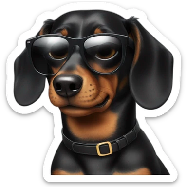 black dachshund in sunglasses close-up sticker