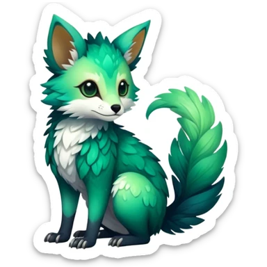 Epic Feral Rare Fantasy shiny cool fluffy Vernid-Trico-species-hybrid-animal by LiLaiRa, gradient markings, full body sticker