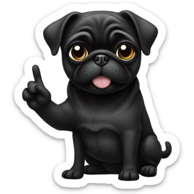 Black pug giving peace sign sticker