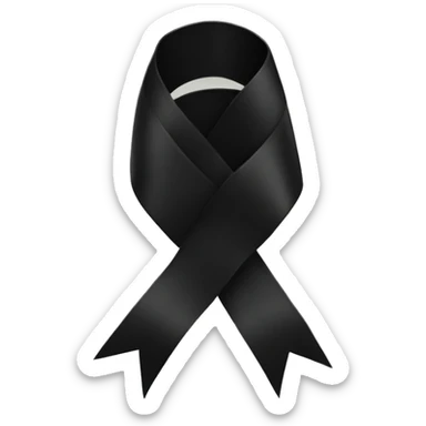 black ribbon tied in a short bow sticker