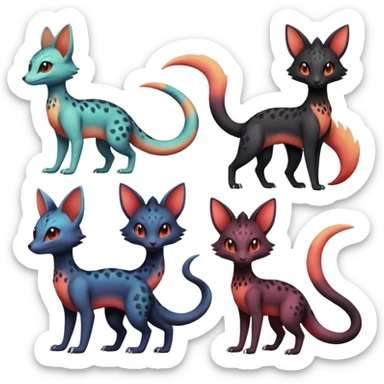 magma-pastel-gradients-colored Salandit-Umbreon-Genet-Noivern-Noibat-Serval-Hybrid (Full body) sticker