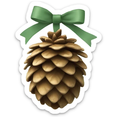 pine cone with Sage light green ribbon sticker
