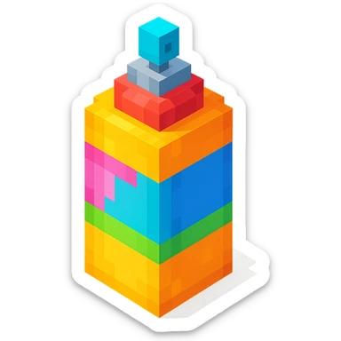 voxel style spray paint can, generic color, isometric view sticker