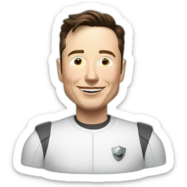 Elon Musk qui met son doigt sur son front sticker