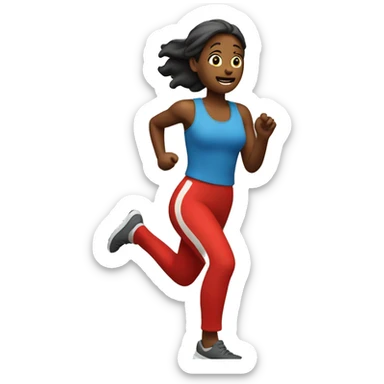 woman running with red trail behind sticker