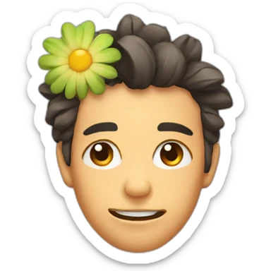 grimacing face with flower in hair sticker