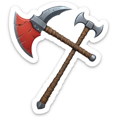 savage barbarian axe object icon, spiked double blade, battle-worn metal, scratches, heavy fantasy weapon, 3D cartoon, mobile game icon style, centered, clean background, no text, no watermark sticker