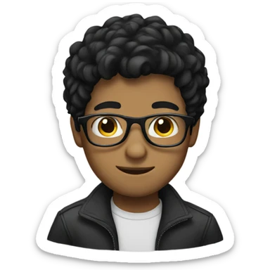 boy with black hair and glasses sticker