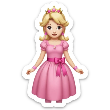 Princess peach full body with a pink ribbon tied to her hair sticker