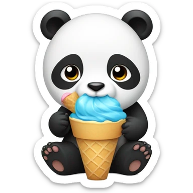 Panda eating ice cream sticker