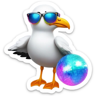 80's disco seagull sticker