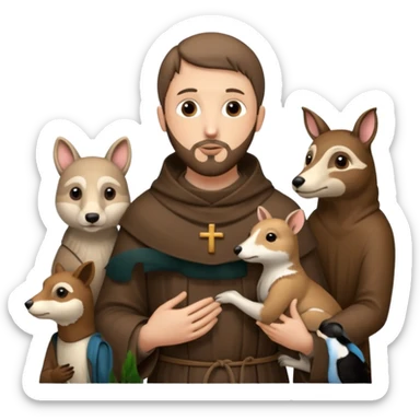 Saint Francis of Assisi cartoon modern type with animal to be used as an AI crfreation in HeyGen.com sticker