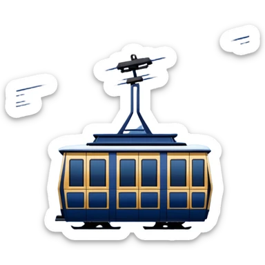 create a cablecar emoji in winter. make it navy dark blue. no yellow. and add the words in white: Lenk  sticker