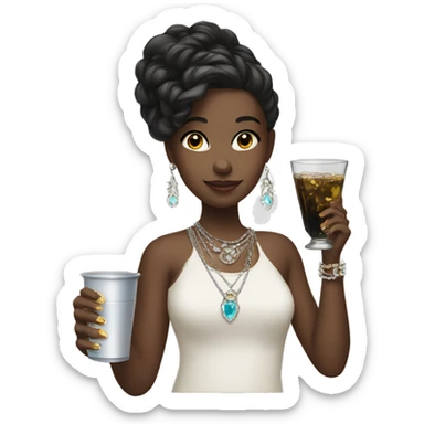 girl with drink and jewelry sticker