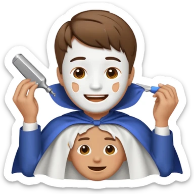 Facebook style laughing emoji getting a haircut sticker