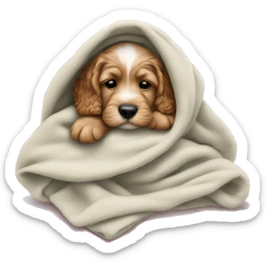 cockapoo puppy sleep in blanket sticker