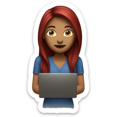 Woman that has Long Dark red hair playing on pc  sticker
