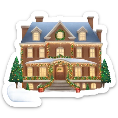 very large mansion overly decorated with lots of fancy Christmas lights and lots of Fancy christmas decorations sticker