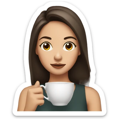 Girl brunette sipping tea sticker